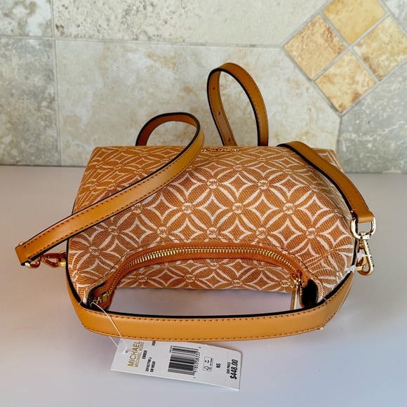 Michael Kors Ember Small Shoulder Crossbody Bag MK Light Brown Multi - Picture 6 of 14